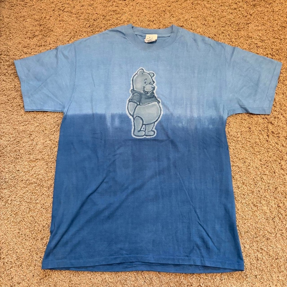 Vintage 90s Disney Store Winnie the Pooh Blue Tie Dye Graphic Tee Mens Medium